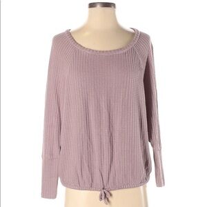 Chaser S mauve waffle texture 3/4 sleeve knit top